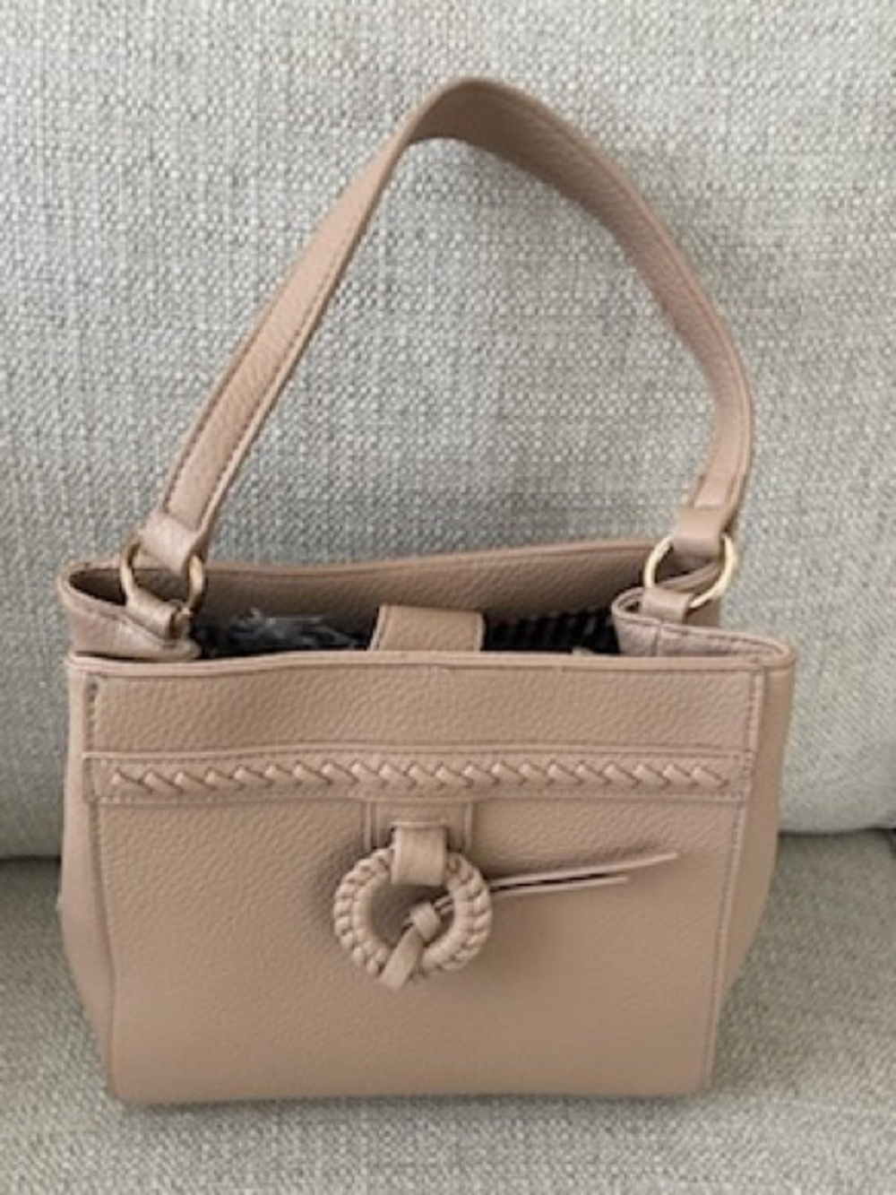 Women’s Beige Leather Top-Handle Bag